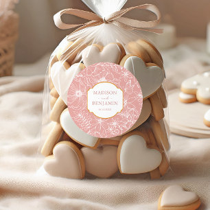 Elegant Floral Garden Gold Dusty Pink Wedding Classic Round Sticker