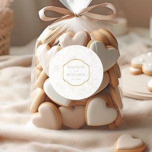 Elegant Floral Garden Gold Vintage Ivory Wedding Classic Round Sticker