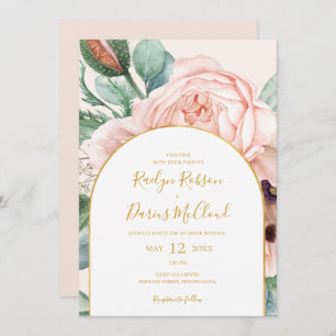 Elegant Floral Garden   Pastel Arch Casual Wedding Invitation