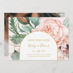 Elegant Floral Garden Pastel Photo Horizontal Save Save The Date