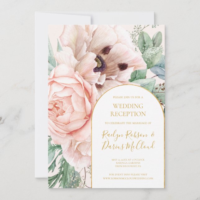 Elegant Floral Garden | Pastel Wedding Reception Invitation (Front)