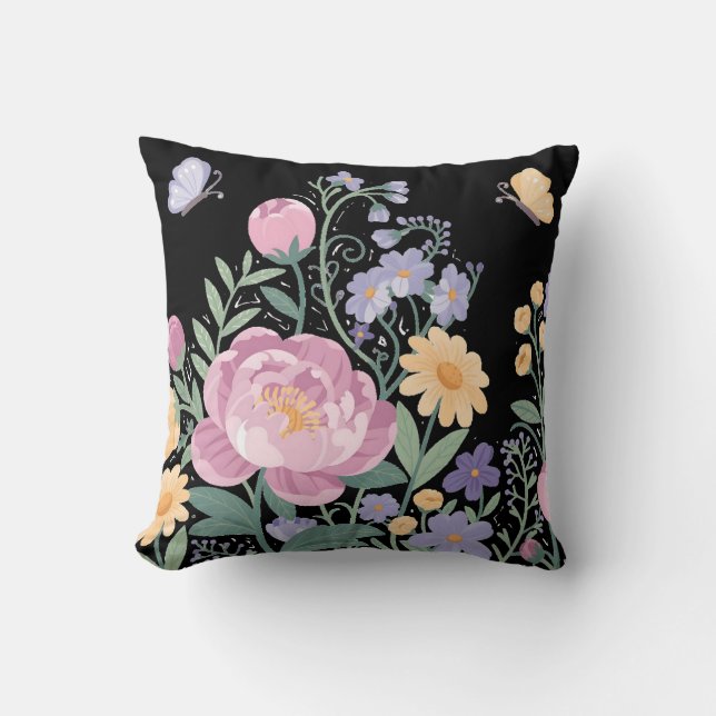 Elegant Floral Garden Pillow (Front)