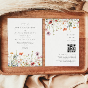 Elegant Floral Garden QR Code Wedding Invitation