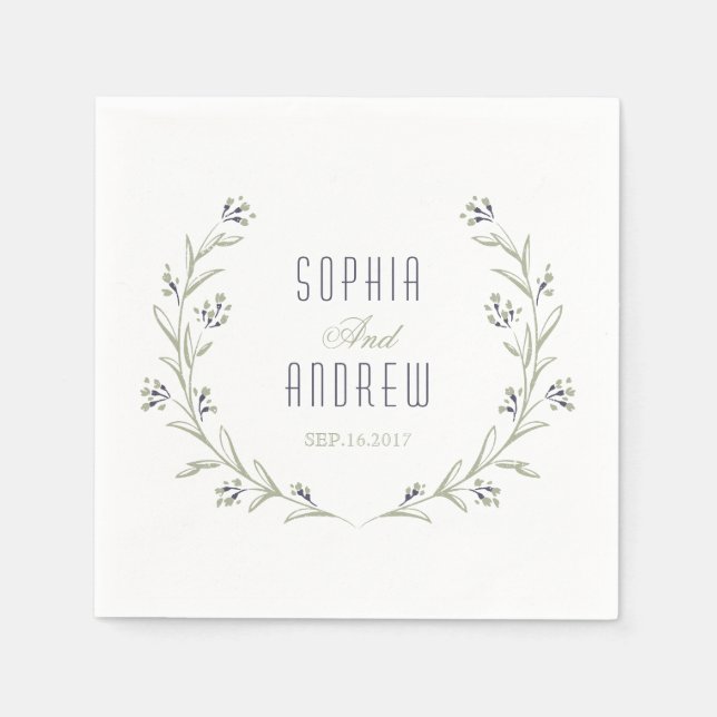Elegant floral garden rustic wedding monogram napkin (Front)