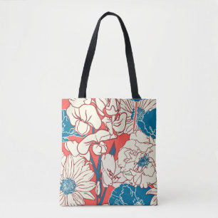 Elegant Floral Garden: Vintage Seamless Design Tote Bag