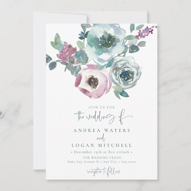 Elegant Floral Garden Wedding Invitation (Front)