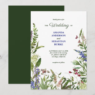 Elegant Floral Garden Wild Flowers Wedding Invitation