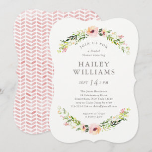 Elegant Floral Garland Bridal Shower Invitation