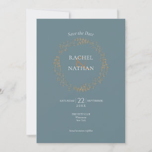 Elegant Floral Garland   Save the Date Invitation