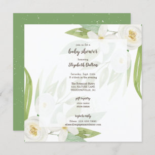 Elegant Floral Gender Neutral Baby Shower Invitation