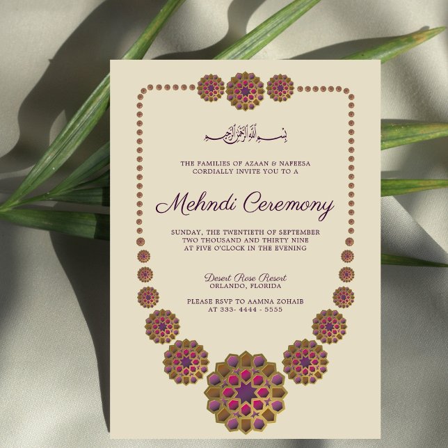 Elegant & Floral Geometric Pattern Islamic Mehndi Invitation (Creator Uploaded)