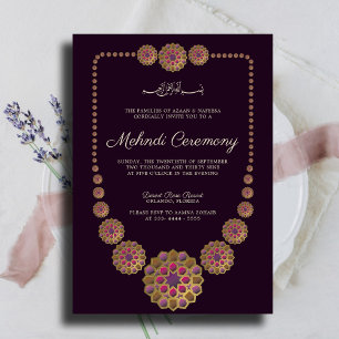 Elegant & Floral Geometric Pattern Islamic Mehndi Invitation