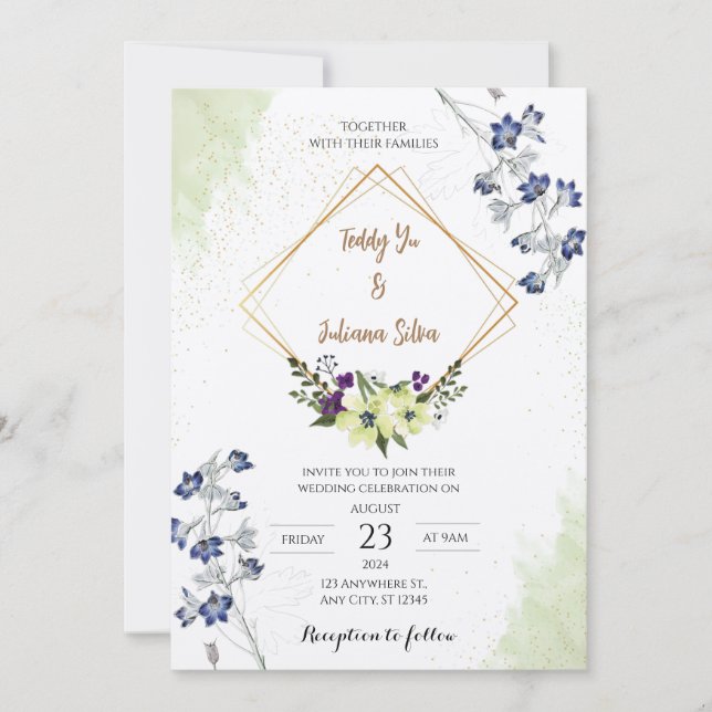Elegant Floral Geometric Wedding Invitation (Front)