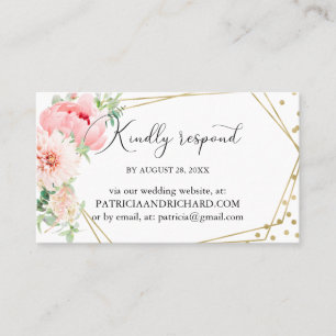 Elegant Floral Geometric Wedding Online RSVP Business Card