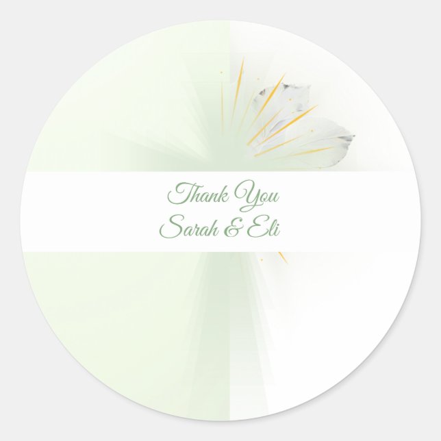 Elegant floral glowing cross  classic round sticker (Front)
