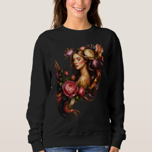 Elegant Floral Goddess Artwork Sweatshirt