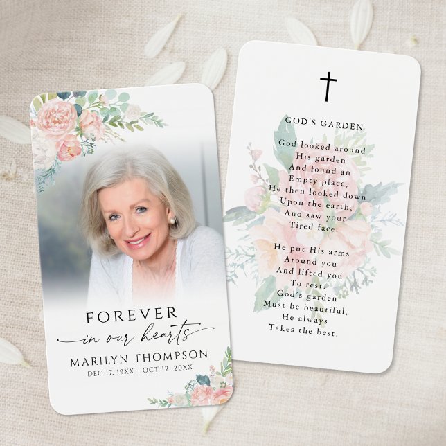 Elegant Floral God's Garden Photo Prayer Card (Creator Uploaded)