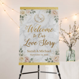 Elegant floral gold calligraphy Wedding Welcome