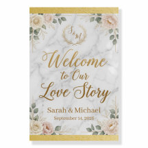 Elegant floral gold calligraphy Wedding Welcome