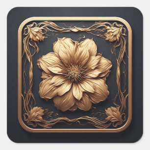 Elegant Floral Gold Design 🌿✨ Luxury Botanical 💛 Square Sticker