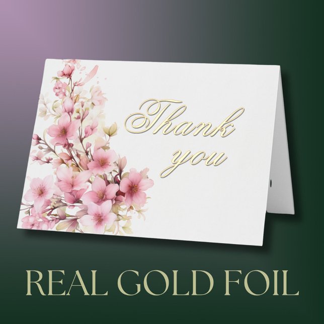 Elegant Floral Gold Foil Birthday Party Thank You Foil Greeting Card (Creator Uploaded)