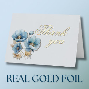 Elegant Floral Gold Foil Birthday Party Thank You Greeting Card