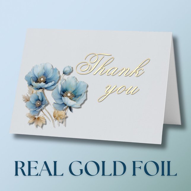 Elegant Floral Gold Foil Birthday Party Thank You Greeting Card (Creator Uploaded)