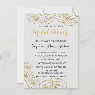 Elegant Floral Gold Foil Bridal Shower Invitation