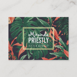 Elegant Floral Gold Frame Makeup Salon Appointment Card
