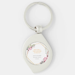 Elegant Floral Gold Geometric Baby Shower Invitati Key Ring
