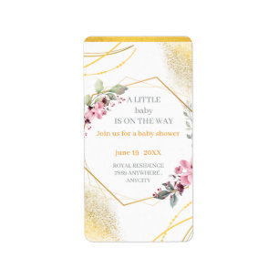 Elegant Floral Gold Geometric Baby Shower Invitati Label