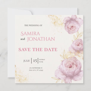Elegant Floral gold glitter Wedding Save The Date