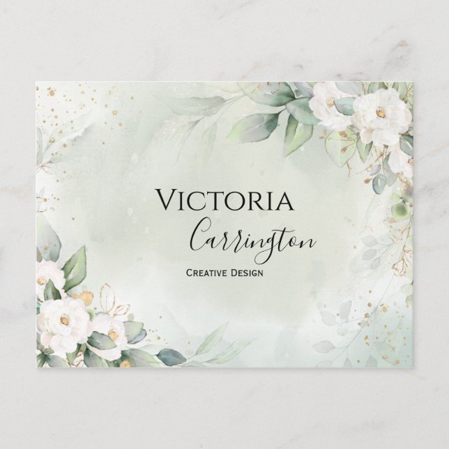 Elegant Floral Gold Green Professional Thank You Postcard (Front)