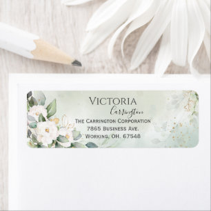 Elegant Floral Gold Green Return Address