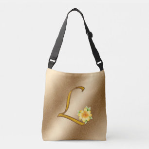 Elegant Floral Gold L Crossbody Bag