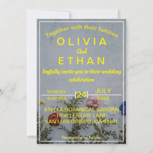 Elegant floral gold photo Wedding Invitation