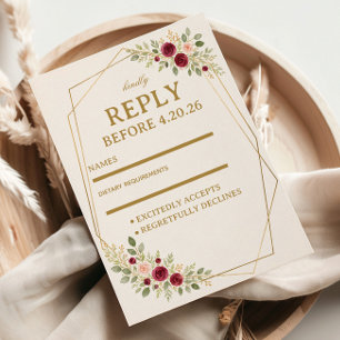 Elegant Floral Gold RSVP Card