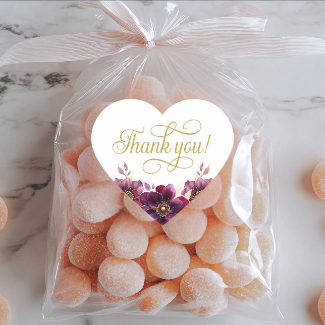 Elegant Floral Gold Script Thank you Sticker (Creator Uploaded)