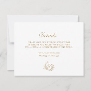 Elegant Floral Gold Wedding Details Card