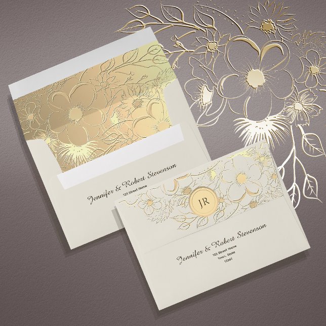 Elegant Floral Gold Wedding Envelope (Creator Uploaded)