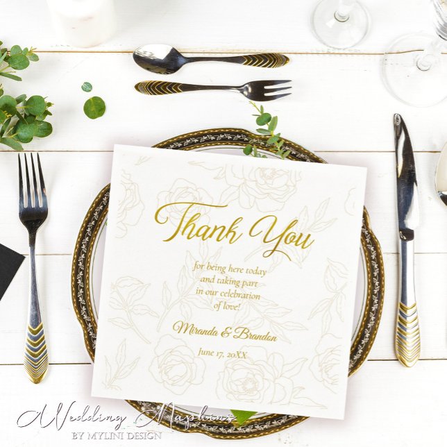 Elegant Floral Gold Wedding Party Napkin (Creator Uploaded)