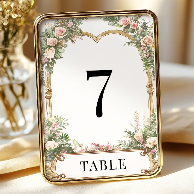 Elegant Floral Gold Wedding Table Number  (Creator Uploaded)