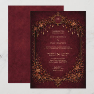 Elegant floral gothic halloween wedding Invitation