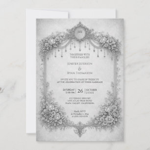 Elegant floral gothic halloween wedding Invitation