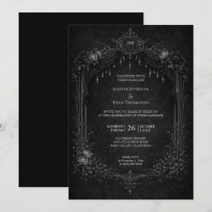 Elegant floral gothic halloween wedding Invitation
