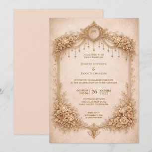 Elegant floral gothic halloween wedding Invitation