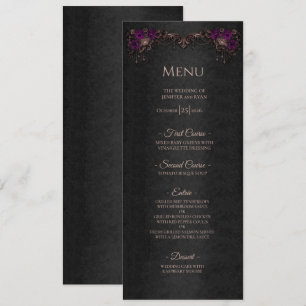 Elegant floral Gothic Halloween Wedding Menu