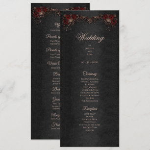 Elegant floral Gothic Halloween Wedding Program Menu