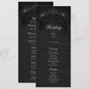 Elegant floral Gothic Halloween Wedding Program Menu