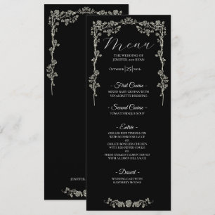 Elegant floral Gothic Wedding Menu